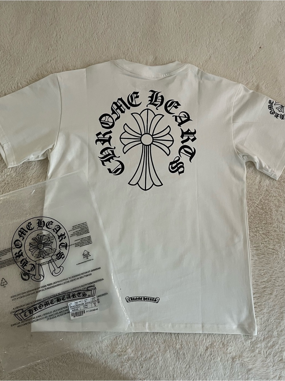 Chrome White Pocket Tee with Black Graphic Accents - Picture 3 of 4
